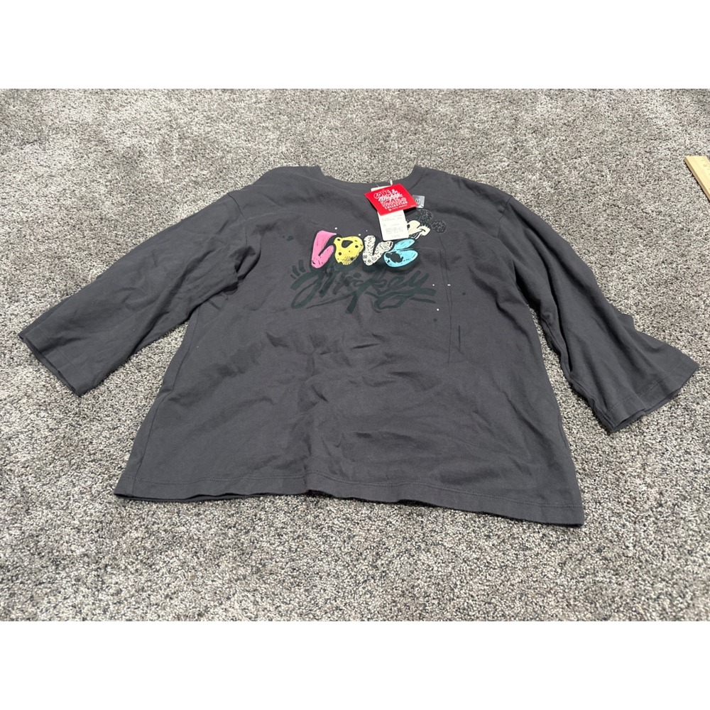 Uniqlo UT Disney Love Mickey Mouse Kate Moross Graphic Tee Gray 3/4 Sleeve‎ M